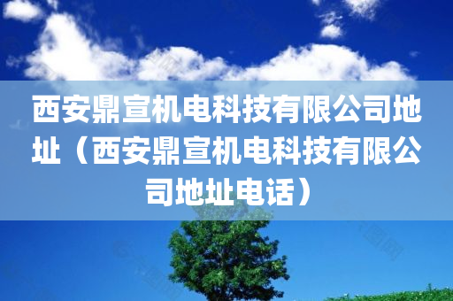 西安鼎宣机电科技有限公司地址（西安鼎宣机电科技有限公司地址电话）