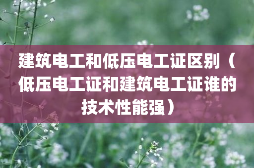 建筑电工和低压电工证区别（低压电工证和建筑电工证谁的技术性能强）