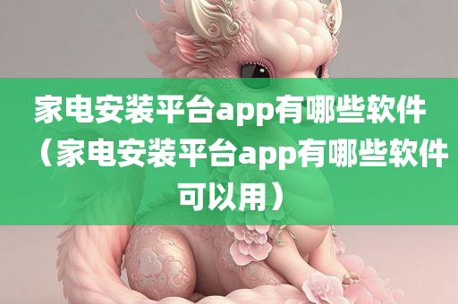 家电安装平台app有哪些软件（家电安装平台app有哪些软件可以用）