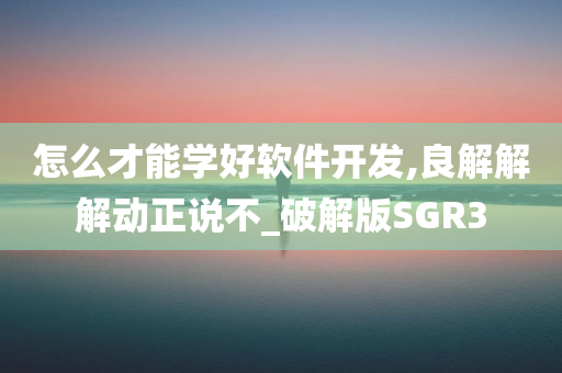 怎么才能学好软件开发,良解解解动正说不_破解版SGR3