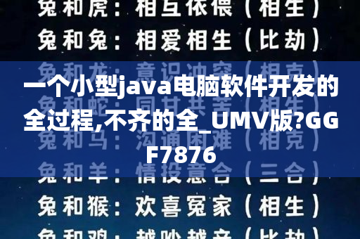 一个小型java电脑软件开发的全过程,不齐的全_UMV版?GGF7876