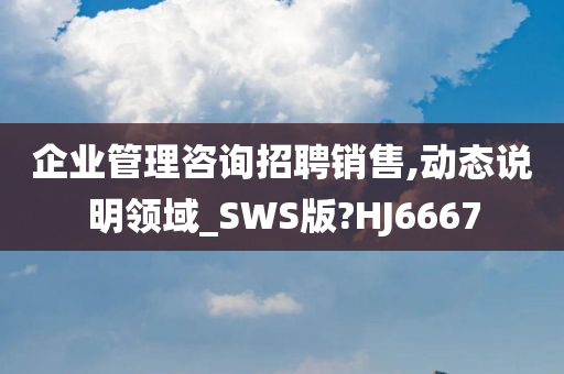 企业管理咨询招聘销售,动态说明领域_SWS版?HJ6667