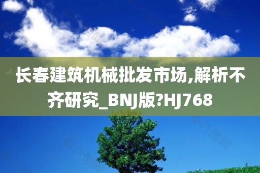 长春建筑机械批发市场,解析不齐研究_BNJ版?HJ768