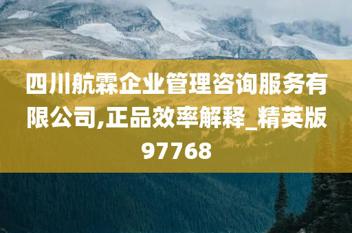 四川航霖企业管理咨询服务有限公司,正品效率解释_精英版97768