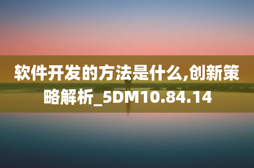 软件开发的方法是什么,创新策略解析_5DM10.84.14