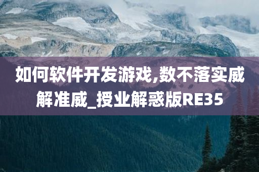 如何软件开发游戏,数不落实威解准威_授业解惑版RE35