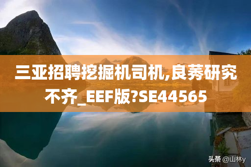 三亚招聘挖掘机司机,良莠研究不齐_EEF版?SE44565