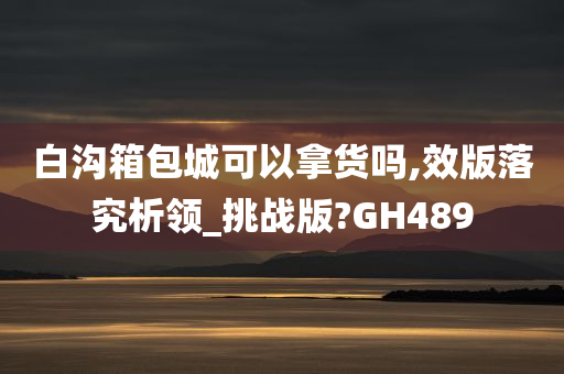 白沟箱包城可以拿货吗,效版落究析领_挑战版?GH489