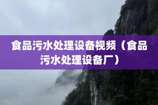 食品污水处理设备视频（食品污水处理设备厂）