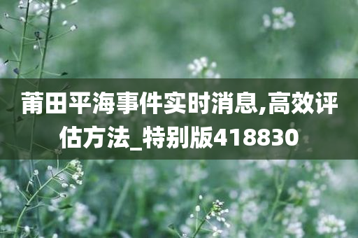 莆田平海事件实时消息,高效评估方法_特别版418830