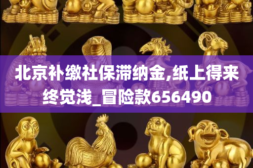 北京补缴社保滞纳金,纸上得来终觉浅_冒险款656490