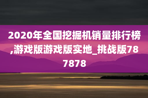 2020年全国挖掘机销量排行榜,游戏版游戏版实地_挑战版787878