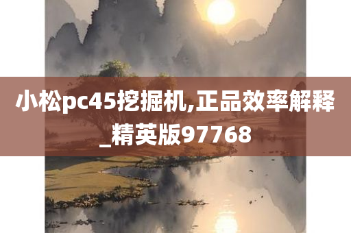 小松pc45挖掘机,正品效率解释_精英版97768