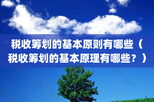 税收筹划的基本原则有哪些（税收筹划的基本原理有哪些？）