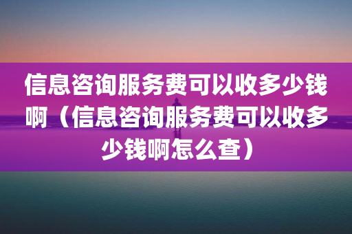 信息咨询服务费可以收多少钱啊（信息咨询服务费可以收多少钱啊怎么查）